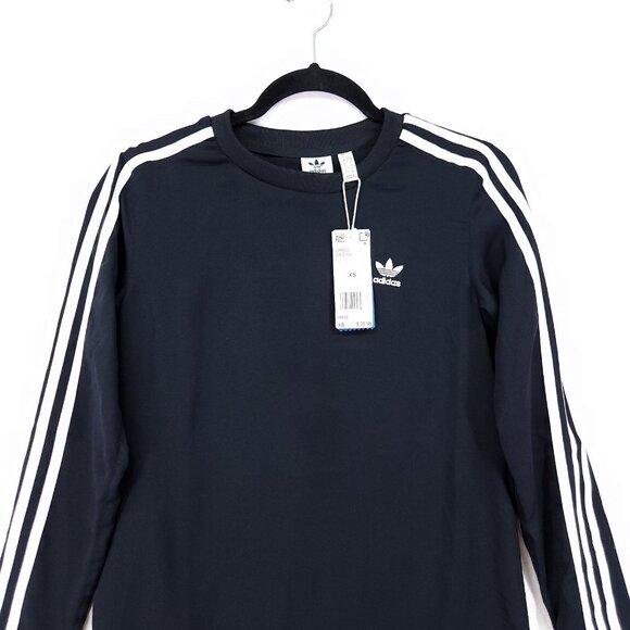Adidas T-Shirt Dress Size XS Flare Mini 3-Stripes Dress Long Sleeve New - Picture 5 of 10